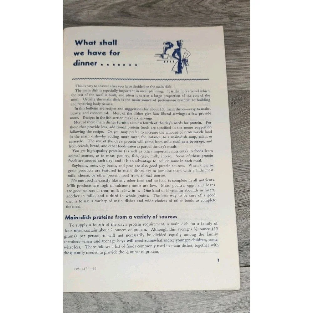Vintage Money Saving Main Dishes Home Garden Bulletin#43 USDA 1955 Smart Recipes